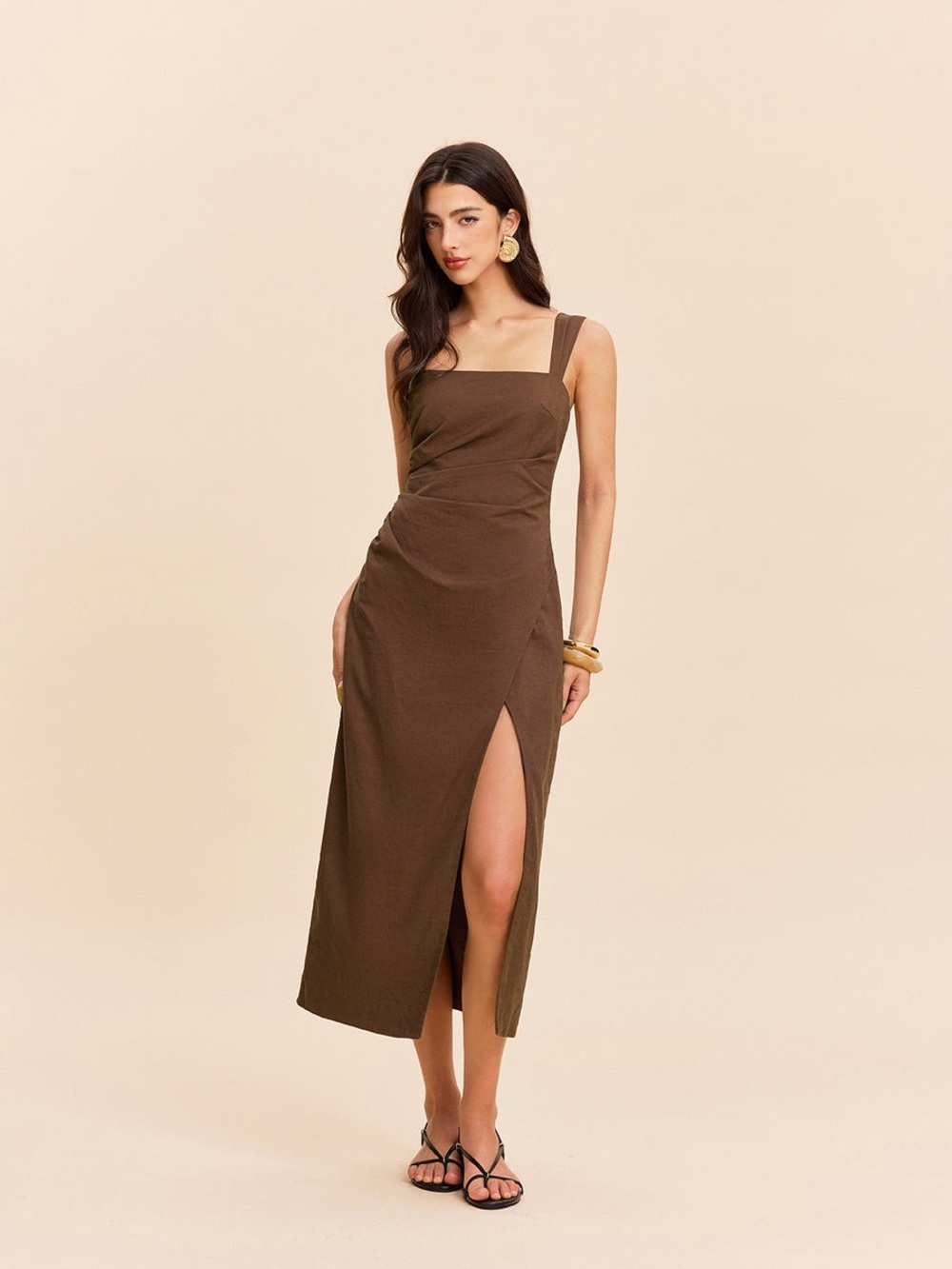 Commense Cotton & Linen Slit Dress NWT